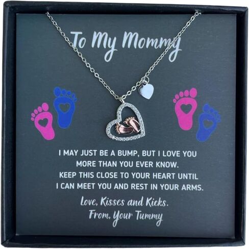 Baby Feet Jewelry Necklace, Mommy To Be Gifts For 1st Time Mom, To My Mommy Necklace Baby Bump, Gifts For Pregnant Women Mom To Be in Saudi Arabia
