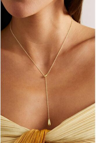 Lariat Gold Necklace for Women, Dainty Long Necklaces 14k Gold Plated Y-Shaped Layered Drop Necklaces for Women Trendy Simple Gold Jewelry for Prom Vacation Gifts in Saudi Arabia