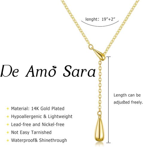 Lariat Gold Necklace for Women, Dainty Long Necklaces 14k Gold Plated Y-Shaped Layered Drop Necklaces for Women Trendy Simple Gold Jewelry for Prom Vacation Gifts in Saudi Arabia