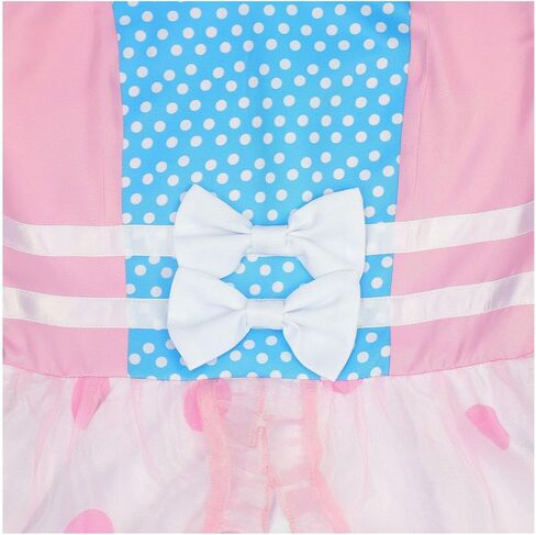 Womens Bo Peep Costume with Bonnet Hat Pink Polka Dot Dress Princess Halloween Cosplay Ball Gown for Adult L in Saudi Arabia