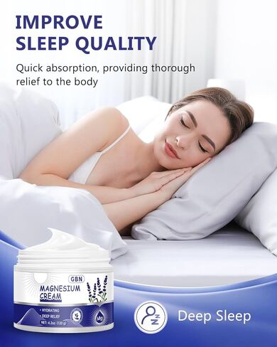 GBN Magnesium Cream for Nighttime Routine – Fast-Absorbing Magnesium Lotion with Lavender, Hydrating Body Cream for Daily Relaxation, Non-Greasy & Gentle for Adults & Kids in Saudi Arabia