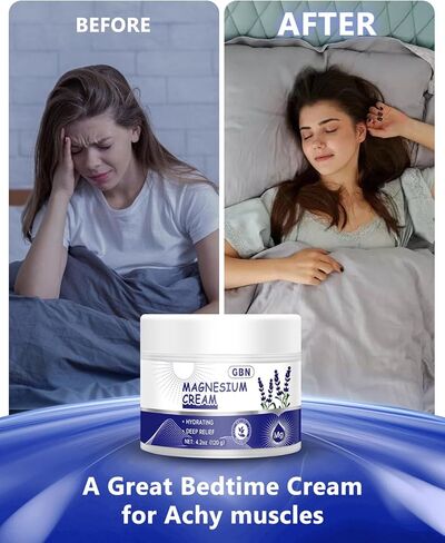 GBN Magnesium Cream for Nighttime Routine – Fast-Absorbing Magnesium Lotion with Lavender, Hydrating Body Cream for Daily Relaxation, Non-Greasy & Gentle for Adults & Kids in Saudi Arabia