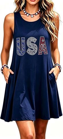 Womens Sleeveless Casual Funny Patterned Holiday Dresses in Saudi Arabia