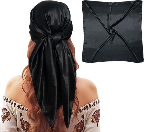 35" Square Silk Like Head Scarf Bandanas for Women Satin Scarves for Hair Wrapping and Sleeping at Night in Saudi Arabia