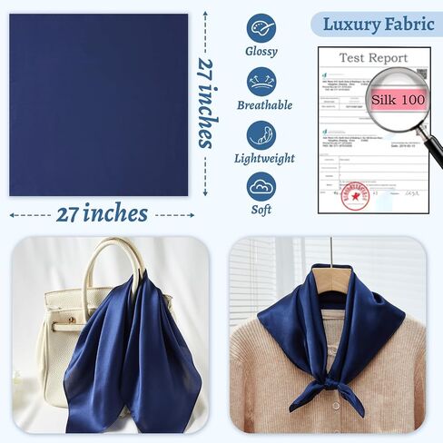 100% Silk Neck Scarf 27"x27" Solid Color Square Scarf Silk Hair Scarf for Women Men Envelope Package in Saudi Arabia
