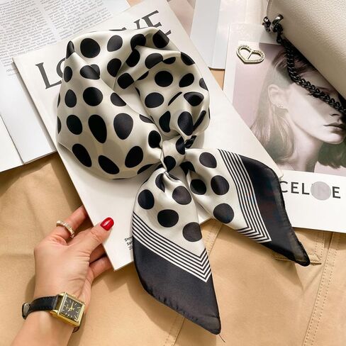 1950s Polka-Dot Square-Scarf Women – Silky-Lightweight Satin Neck-Scarf Head-Wrap Costume Accessory(27.5'') in Kuwait