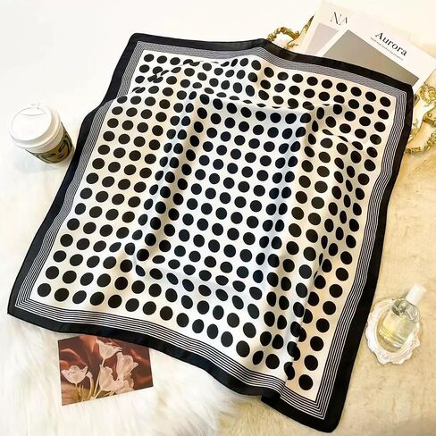 1950s Polka-Dot Square-Scarf Women – Silky-Lightweight Satin Neck-Scarf Head-Wrap Costume Accessory(27.5'') in Kuwait