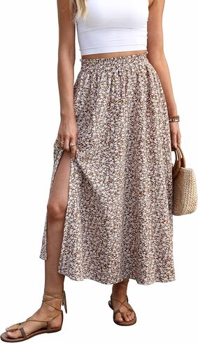 Women's Boho Floral Print Maxi Skirt High Waisted with Side Slit Casual Fashionable A Line Long Skirts in Saudi Arabia