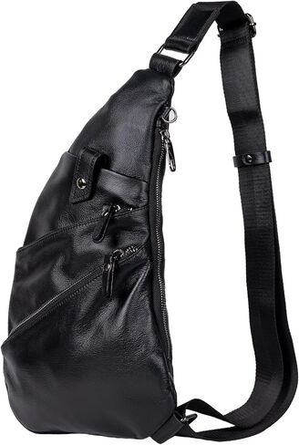 Genuine Leather Sling Bag for Men - Crossbody Shoulder Chest Pack - Travel Crossbody Bag Man Purse (Coffe) in Saudi Arabia