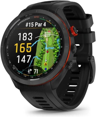 Garmin 010-02746-02 Approach S70 47 mm Premium GPS Golf Watch, Black Band Bundle with Deco Essentials Charging Dock, 3X Silicone Dust Cover and USB Type C Charging and Sync Cable in Saudi Arabia