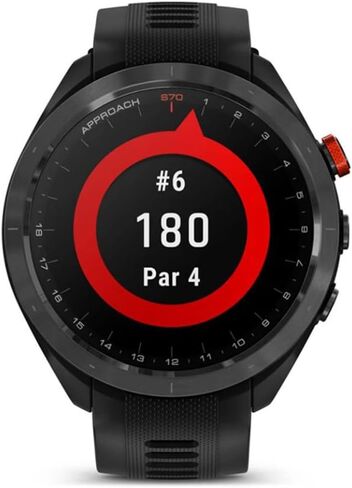 Garmin 010-02746-02 Approach S70 47 mm Premium GPS Golf Watch, Black Band Bundle with Deco Essentials Charging Dock, 3X Silicone Dust Cover and USB Type C Charging and Sync Cable in Saudi Arabia