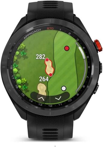 Garmin 010-02746-02 Approach S70 47 mm Premium GPS Golf Watch, Black Band Bundle with Deco Essentials Charging Dock, 3X Silicone Dust Cover and USB Type C Charging and Sync Cable in Saudi Arabia