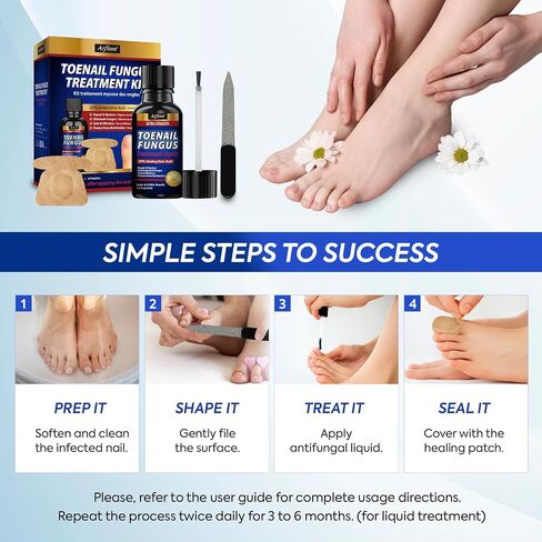Toenail Fungus Treatment Kit: 2 Pcs Extra Strength 25% Undecylenic Acid Solution & 14 Fungal Nail Renewal Patches - for Toe Nail & Fingernail with Tea Tree Oil (0.51 Fl Oz (Pack of 2)) in Kuwait