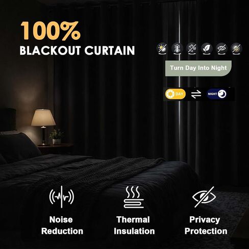 Simplebrand Stone Blackout Curtains 63 Inch Length 2 Panels Set for Bedroom, Solid Room Darkening Thermal Insulated Grommet Energy Saving Window Treatment Curtains & Drapes, Each 40" Wide in Saudi Arabia
