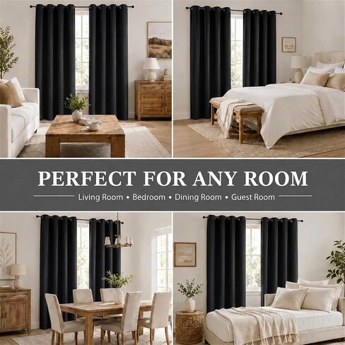 Simplebrand Stone Blackout Curtains 63 Inch Length 2 Panels Set for Bedroom, Solid Room Darkening Thermal Insulated Grommet Energy Saving Window Treatment Curtains & Drapes, Each 40" Wide in Saudi Arabia