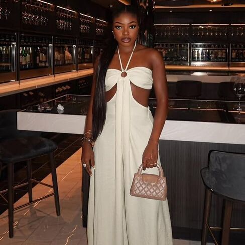 Womens Fashion Halter Jumpsuit Sexy One Piece Outfit Wide Leg Long Pants Loose Overalls Romper For Women in Kuwait