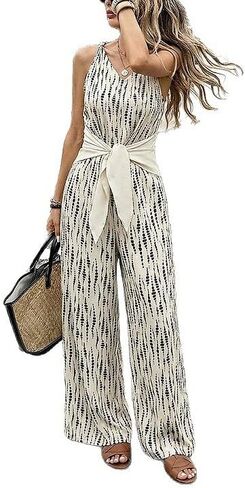 One Piece Jumpsuist for Women Wide Leg Jumpsuits Boho Abstract Print Sleeveless Rompers Vacation Outfits in Saudi Arabia