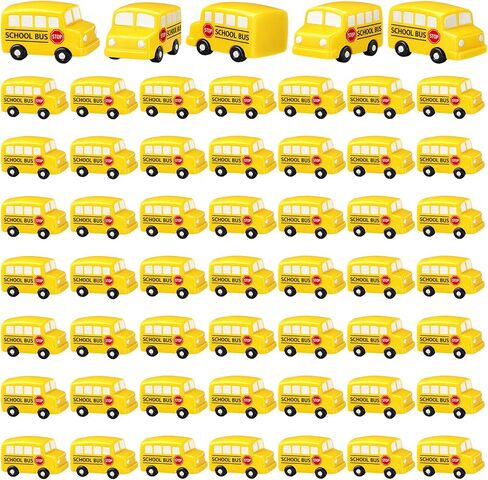 AceOrbit 50 Pcs Mini School Bus Resin Figurines Fake Tiny Resin Figure Back to School Classroom Decor Photography Props Gift Party Favors for Students in Kuwait