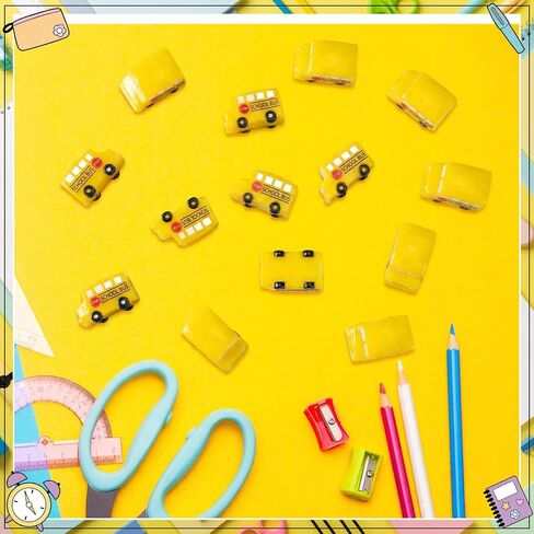 AceOrbit 50 Pcs Mini School Bus Resin Figurines Fake Tiny Resin Figure Back to School Classroom Decor Photography Props Gift Party Favors for Students in Kuwait