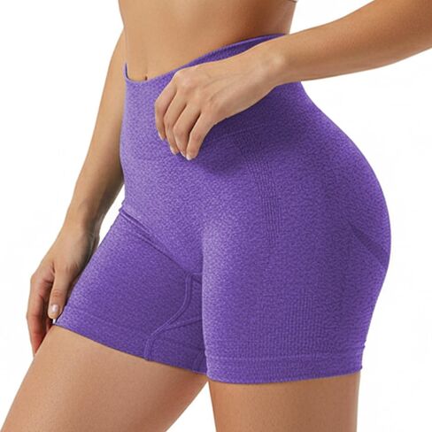 Womens High Waisted Ribbed Biker Shorts Workout Gym Stretch Shorts for Walking Yoga Summer Activewear in Kuwait
