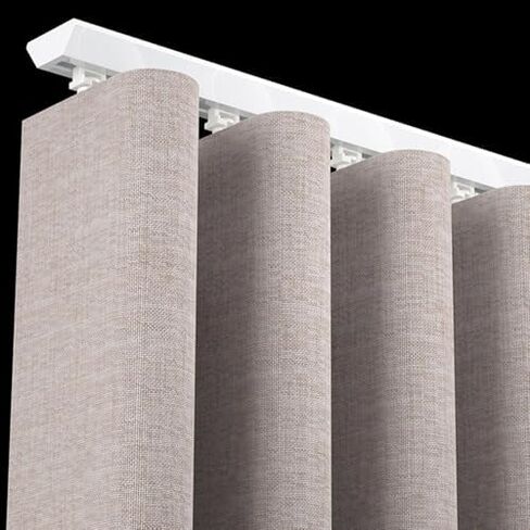 Adjustable Heavy-Duty Ripplefold Curtain Track Set, 3.3ft to 9.7ft, Easy Installation V-Slide Ceiling Mount for Smooth Sliding Curtains, White, 6.6ft Length, 4.4m (14.4ft) in Kuwait