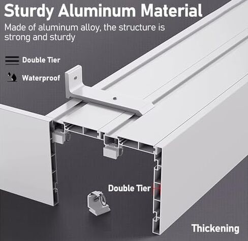 Double Row Curtain Track Silent Heavy Duty Drop Ceiling for Curtains-Room Divider,Heavy Duty 2.8m Ceiling Mount Cornice Board Frame with Curtain Tracks - Durable Curtain & Blind Support, Ide in Kuwait