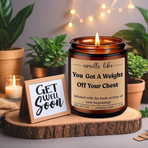 LEADO Get Well Candle - Mastectomy Gifts for Women, Breast Cancer Gifts - Funny Breast Reduction, Mastectomy Recovery, Cancer Survivor, Top Surgery Present for Woman, Men - Post Lumpectomy Must Haves in Kuwait