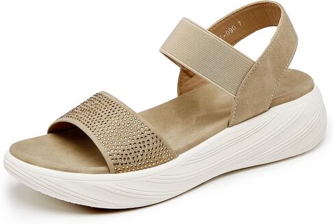 Women’s Platform Wedge Sandals Comfortable Walking Sporty Sandals for Women Casual Summer Beach Vacation Shoes Stylish Double Strap Open Toe Knit Strap Lightweight 1.77 Inch Heel in Saudi Arabia