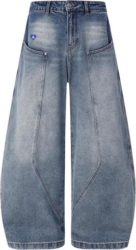 Aelfric Eden Seam Panel Baggy Barrel Jeans Wide Leg Denim Pants Women Men Loose Fit Vintage Streetwear Trousers in Kuwait