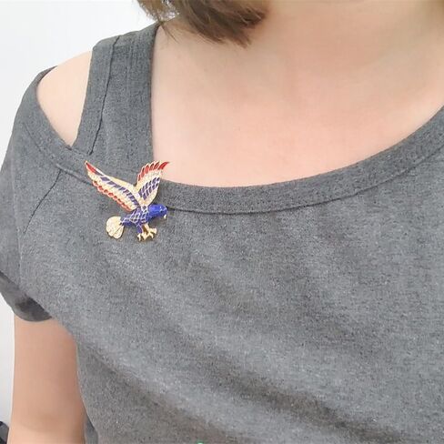 Rhinestone Eagle Bird USA Patriotic Brooch Pin for Women Gold-Toned Fashion Crystal Blue Red Enamel 4th of July American Independence Day Medal Brooches Dress Accessories Gift in Kuwait