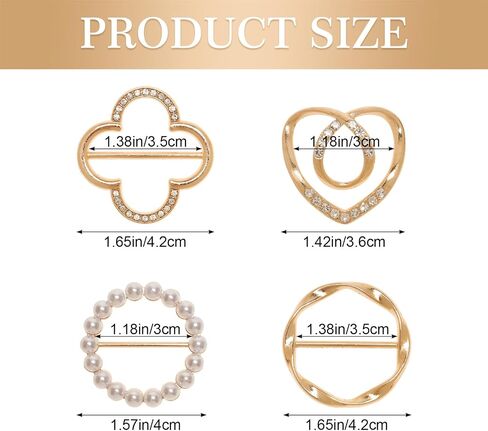 4PCS Scarf Rings Clips Tie Clips for Women Fashion T-shirt Shirt Skirt Scarf Corner Knotted Button Clip Buckle in Saudi Arabia