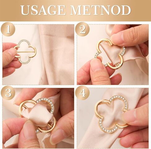 4PCS Scarf Rings Clips Tie Clips for Women Fashion T-shirt Shirt Skirt Scarf Corner Knotted Button Clip Buckle in Saudi Arabia