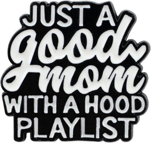 Just A Good Mom With A Hood Playlist Enamel Pin, Funny Motherhood Pin Brooch, Mom Life Humor Badge Brooch, Cool Moms Gift, Funny Gift For Mother Music Lover, Mother Quote Sayings Jewelry Accessories, Cute Mama Lapel Badges in Kuwait