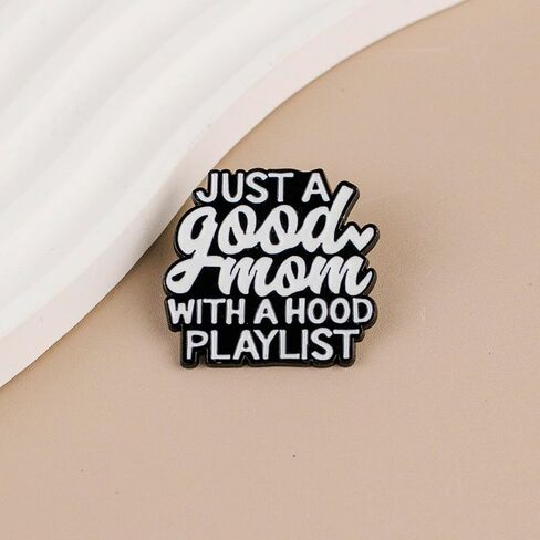 Just A Good Mom With A Hood Playlist Enamel Pin, Funny Motherhood Pin Brooch, Mom Life Humor Badge Brooch, Cool Moms Gift, Funny Gift For Mother Music Lover, Mother Quote Sayings Jewelry Accessories, Cute Mama Lapel Badges in Kuwait