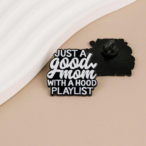 Just A Good Mom With A Hood Playlist Enamel Pin, Funny Motherhood Pin Brooch, Mom Life Humor Badge Brooch, Cool Moms Gift, Funny Gift For Mother Music Lover, Mother Quote Sayings Jewelry Accessories, Cute Mama Lapel Badges in Kuwait