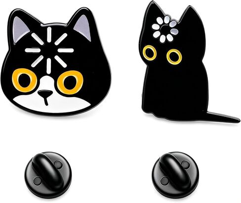 Cute Black Cat Pins Funny Meme Enamel Cat Loading Badge Anime Kawaii Backpack Purse Bag Hat Pins for Women Men in Saudi Arabia