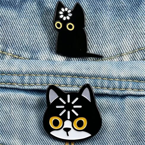 Cute Black Cat Pins Funny Meme Enamel Cat Loading Badge Anime Kawaii Backpack Purse Bag Hat Pins for Women Men in Saudi Arabia