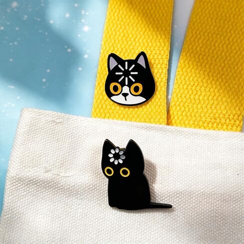 Cute Black Cat Pins Funny Meme Enamel Cat Loading Badge Anime Kawaii Backpack Purse Bag Hat Pins for Women Men in Saudi Arabia