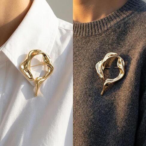 1Pcs Gold brooch for scarf Vintage shawl Pins Elegant Accessories for Women | Sleek modern retro charm Golden-tone metal Elevates sweaters & daily wear Sophisticated versatile style in Saudi Arabia