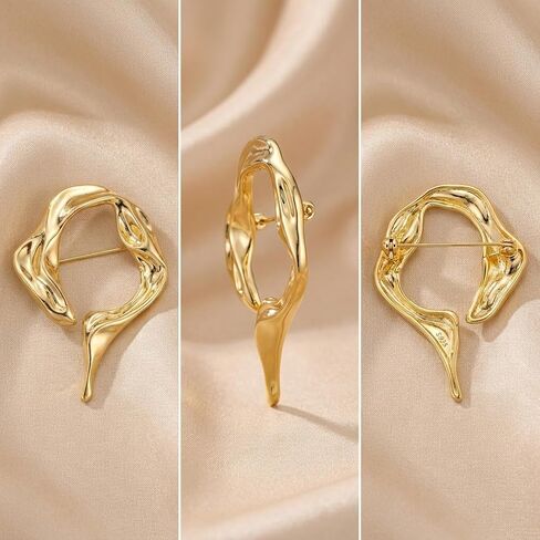 1Pcs Gold brooch for scarf Vintage shawl Pins Elegant Accessories for Women | Sleek modern retro charm Golden-tone metal Elevates sweaters & daily wear Sophisticated versatile style in Saudi Arabia