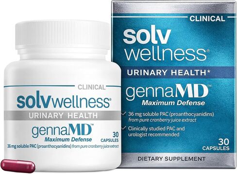 SOLV Wellness Gennamd - أقصى دفاع UTI - 36 ملغ PAC قابل للذوبان من مستخلص عصير التوت البري بنسبة 100 ٪ - أعلى تركيز PAC في كبسولة صغيرة وسهلة التبول - 30 كبسولة in Kuwait
