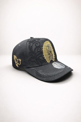 قبعة بيسبول Gorras de la Virgen de Guadalupe، قبعة بيسبول سيدة غوادالوبي، سوداء مع تطريز ذهبي، تصميم الأزهار، قبعة الإيمان والتفاني in Kuwait
