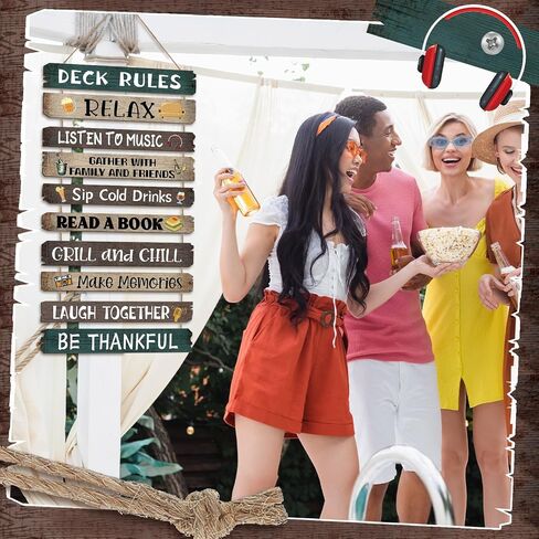 Tatuo Deck Rules Wooden Signs Funny Rules Signs Decorative Outdoor Regulations Plaque Wall Decor for Bar Campsite Cabin Tent Deck Sign Backyard Outdoors Home 11 x17 Inch in Kuwait