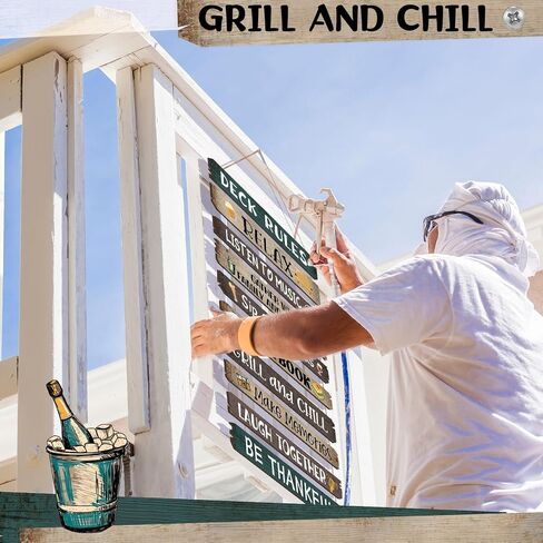 Tatuo Deck Rules Wooden Signs Funny Rules Signs Decorative Outdoor Regulations Plaque Wall Decor for Bar Campsite Cabin Tent Deck Sign Backyard Outdoors Home 11 x17 Inch in Kuwait