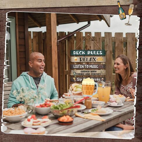 Tatuo Deck Rules Wooden Signs Funny Rules Signs Decorative Outdoor Regulations Plaque Wall Decor for Bar Campsite Cabin Tent Deck Sign Backyard Outdoors Home 11 x17 Inch in Kuwait