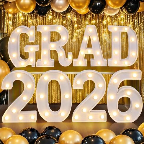 Graduation Class of 2026 Decorations, 8 LED Marquee Light Up Letters “GRAD 2026" for Graduation Party Decor, 2026 Graduation Decorations Party Supplies in Saudi Arabia