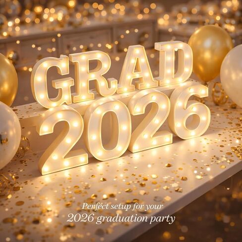 Graduation Class of 2026 Decorations, 8 LED Marquee Light Up Letters “GRAD 2026" for Graduation Party Decor, 2026 Graduation Decorations Party Supplies in Saudi Arabia