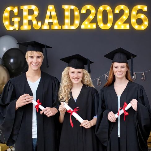Graduation Class of 2026 Decorations, 8 LED Marquee Light Up Letters “GRAD 2026" for Graduation Party Decor, 2026 Graduation Decorations Party Supplies in Saudi Arabia