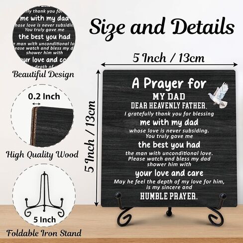 Birthday Gifts for Dad, Christian Father's Day Gifts from Daughter Son Wife, Best Dad Ever Gifts for Him Who Wants Nothing, A Prayer for My Dad, Personalized Wooden Plaque Gifts for Men, 5x5 In-C02 in Saudi Arabia