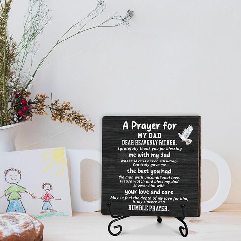 Birthday Gifts for Dad, Christian Father's Day Gifts from Daughter Son Wife, Best Dad Ever Gifts for Him Who Wants Nothing, A Prayer for My Dad, Personalized Wooden Plaque Gifts for Men, 5x5 In-C02 in Saudi Arabia